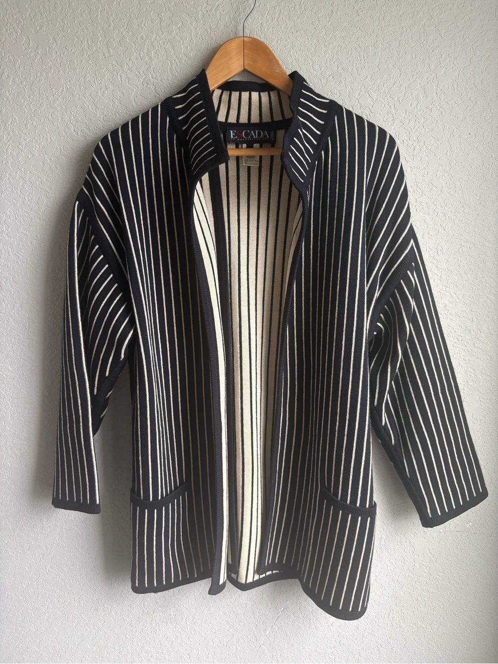 Vintage Escada Margaretha Ley Striped Knit Cardigan Jacket Size 36 Made in Italy